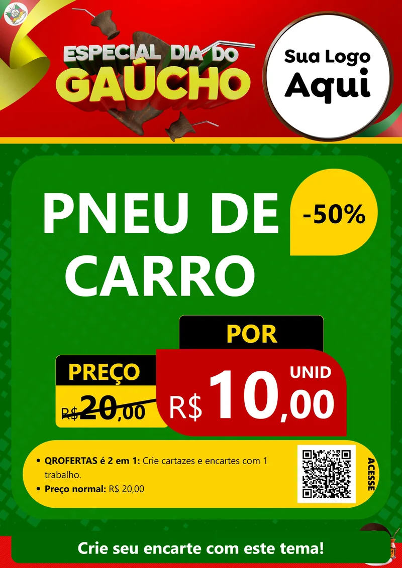 Modelo de Cartaz para Cartaz A4 Vertical com o tema Especial Dia do Gaúcho para Auto peças