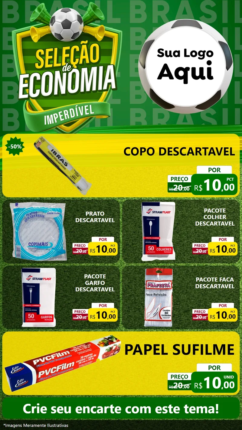 Modelo de TV para TV Vertical com o tema Seleção de Economia - Copa para Embalagens