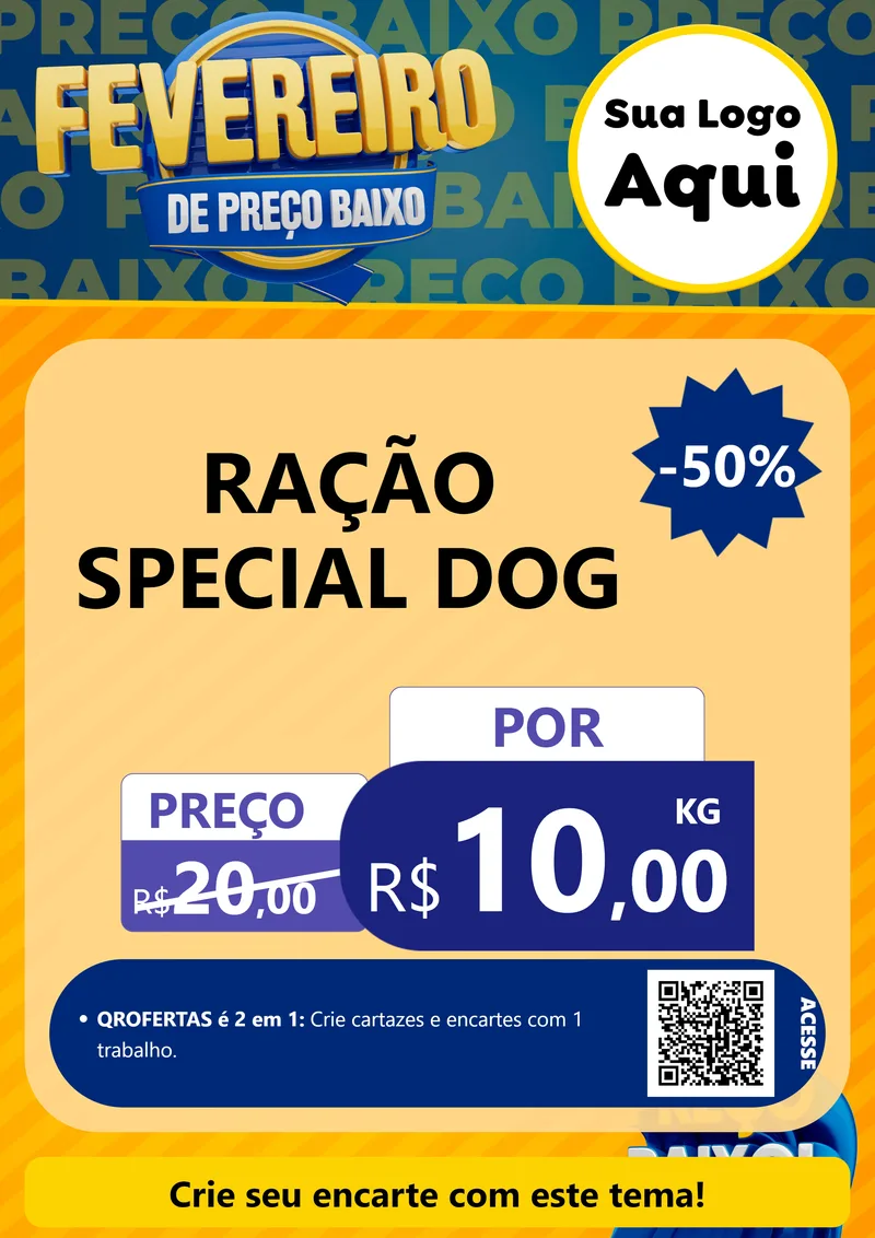 Modelo de Cartaz para Cartaz A4 Vertical com o tema Fevereiro de Preço Baixo para Pet Shop