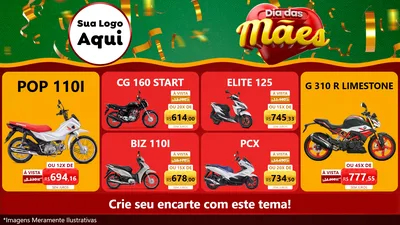 Modelo de TV para TV Horizontal com o tema Dia das Mães para Concessionaria de Motos