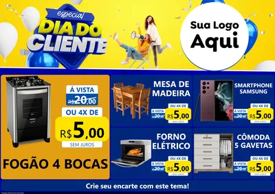 Modelo de Encarte para Encarte A4 Horizontal com o tema Especial Dia do Cliente para Móveis e Eletro