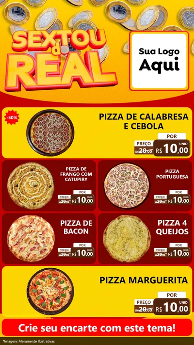Modelo de TV para TV Vertical com o tema Sextou do Real para Pizzaria