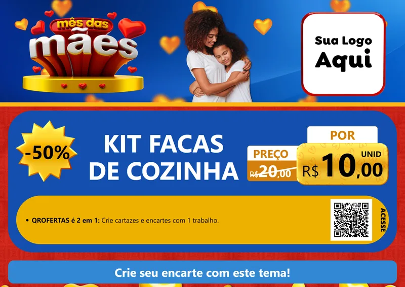 Modelo de Cartaz para Cartaz A4 Horizontal com o tema Mês das Mães para Utilidades Domésticas