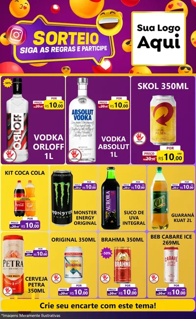 Modelo de Encarte para Encarte Grande com o tema Sorteio para Distribuidora de bebidas