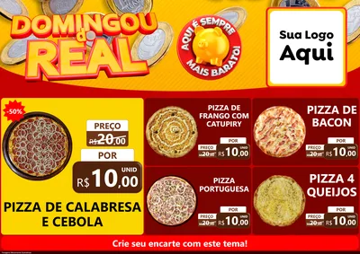 Modelo de Encarte para Encarte A4 Horizontal com o tema Domingou do Real para Pizzaria
