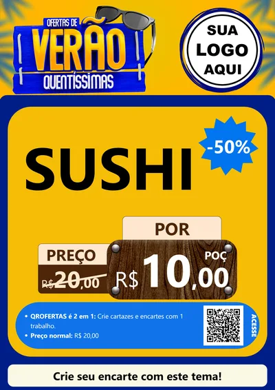 Modelo de Cartaz para Cartaz A4 Vertical com o tema Ofertas de Verão Quentíssimas para Comida japonesa