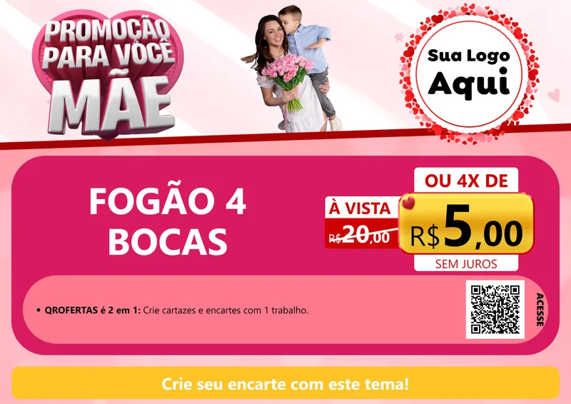 Modelo de Cartaz para Cartaz A4 Horizontal com o tema Promoção Para Você Mãe para Móveis e Eletro