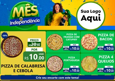 Modelo de Encarte para Encarte A4 Horizontal com o tema Mês da Independência para Pizzaria