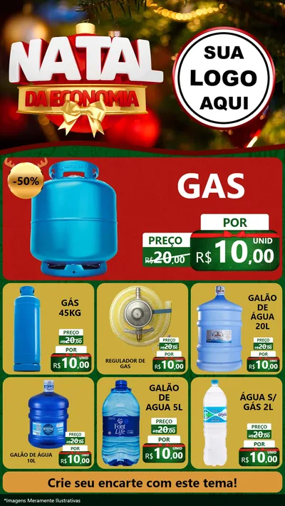 Modelo de Rede Social para Stories com o tema Natal da Economia para Água e gás