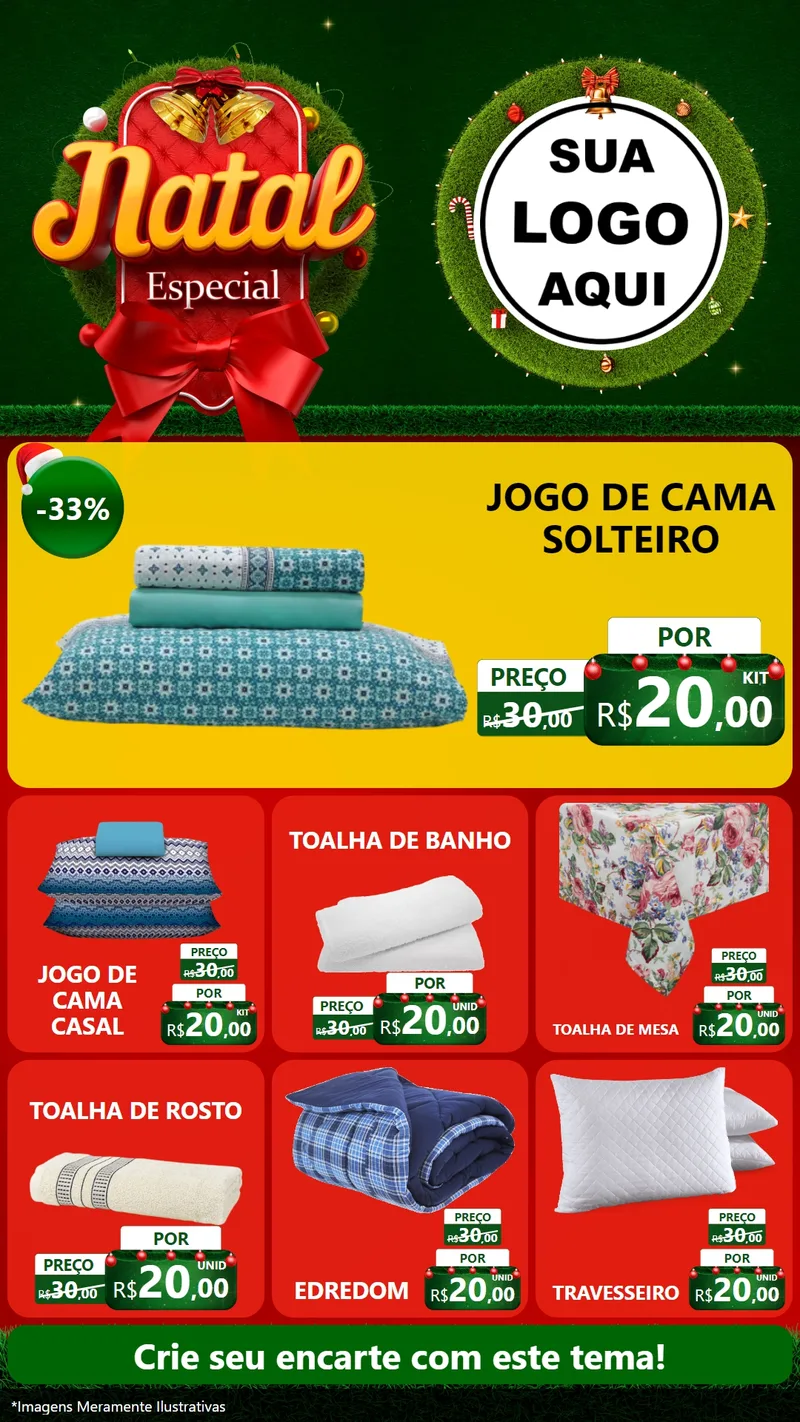 Modelo de Rede Social para Stories com o tema Natal Especial para Cama, Mesa e Banho
