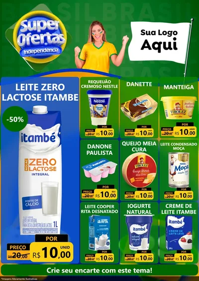 Modelo de Encarte para Encarte A4 Vertical com o tema Super Ofertas de Independência para Frios e Laticínios