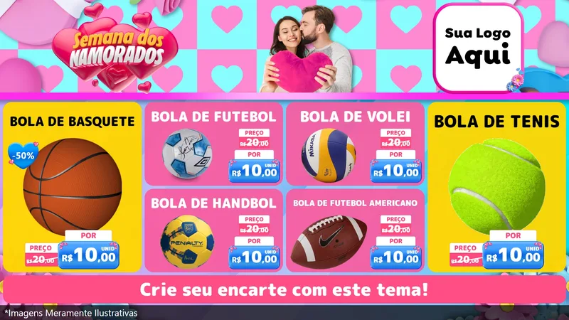 Modelo de TV para TV Horizontal com o tema Semana dos Namorados para Artigos Esportivos