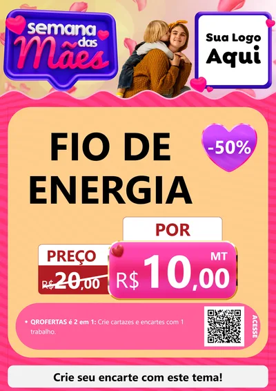 Modelo de Cartaz para Cartaz A4 Vertical com o tema Semana das Mães para Materiais Elétricos