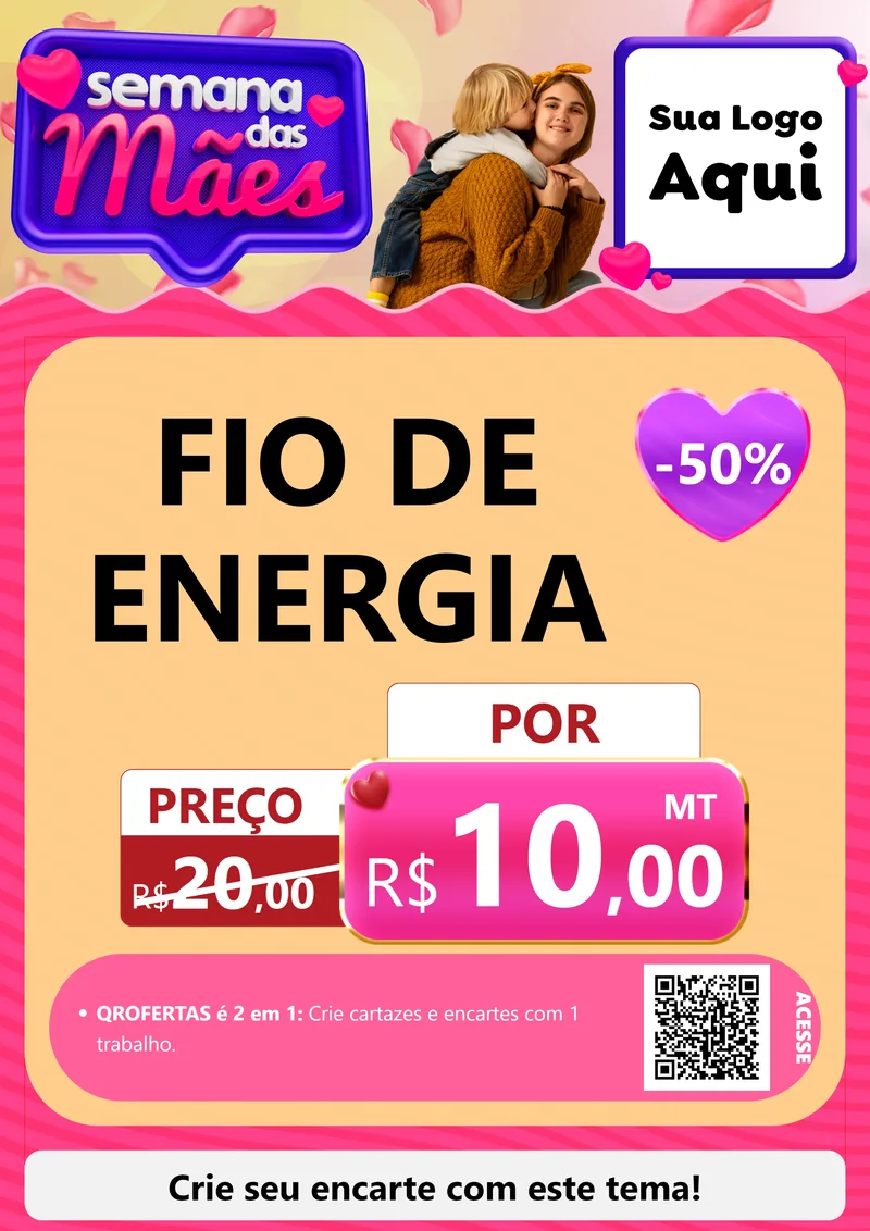 Modelo de Cartaz para Cartaz A4 Vertical com o tema Semana das Mães para Materiais Elétricos