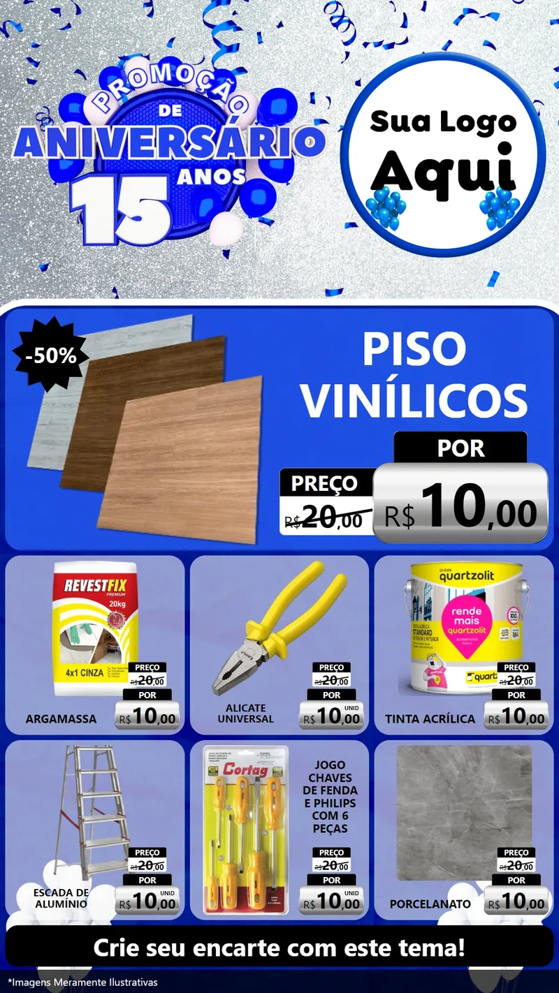 Modelo de Rede Social para Stories com o tema Promoção de Aniversário - 15 Anos para Material para Construção