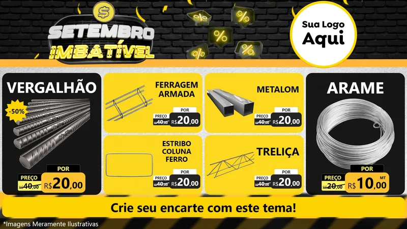Modelo de TV para TV Horizontal com o tema Setembro Imbatível para Ferragens
