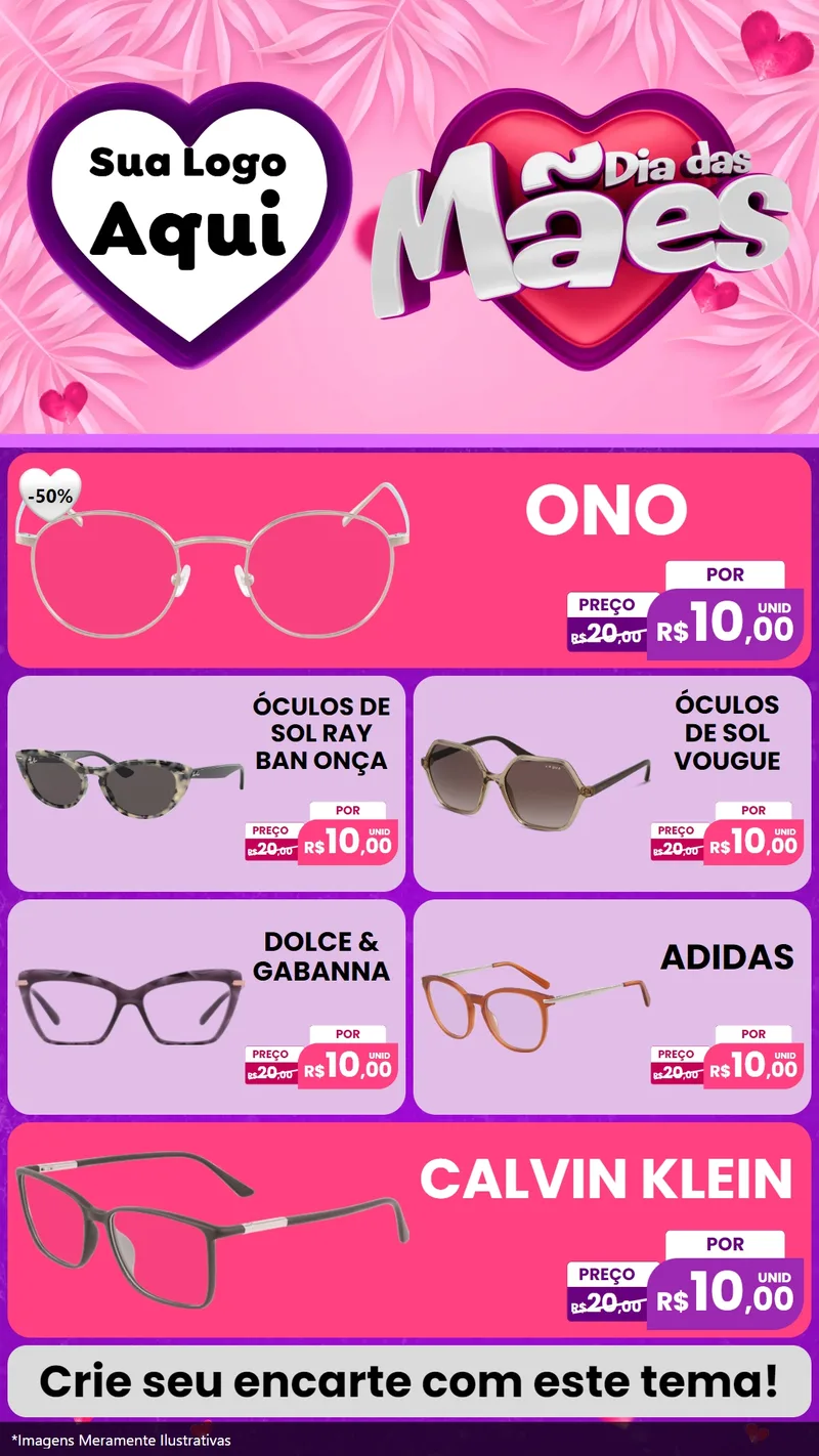 Modelo de TV para TV Vertical com o tema Dia das Mães para Óticas