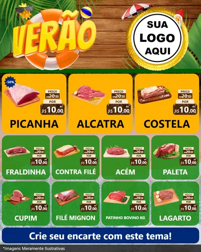 Modelo de Rede Social para Feed Instagram com o tema Verão para Açougue