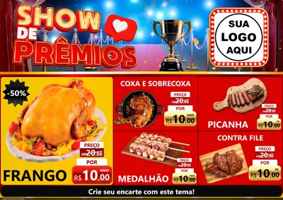 Modelo de Encarte para Encarte A4 Horizontal com o tema Show de Prêmios para Assados