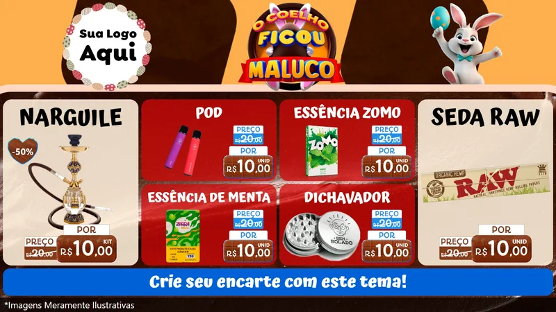 Modelo de TV para TV Horizontal com o tema O Coelho Ficou Maluco - Páscoa para Tabacaria