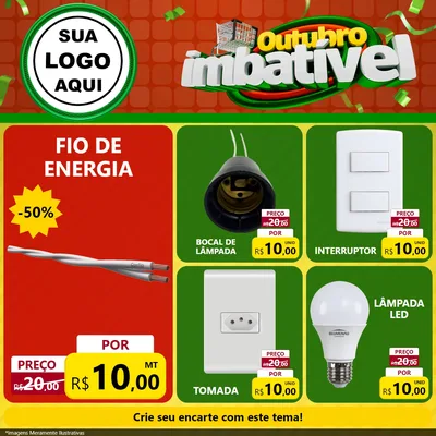 Modelo de Rede Social para Feed Facebook com o tema Outubro Imbatível para Materiais Elétricos