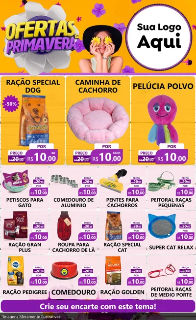 Modelo de Encarte para Encarte Grande com o tema Ofertas Da Primavera para Pet Shop