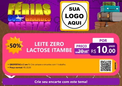 Modelo de Cartaz para Cartaz A4 Horizontal com o tema Férias com Grandes Ofertas para Frios e Laticínios