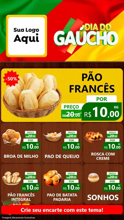 Modelo de Rede Social para Stories com o tema Dia do Gaúcho para Padaria