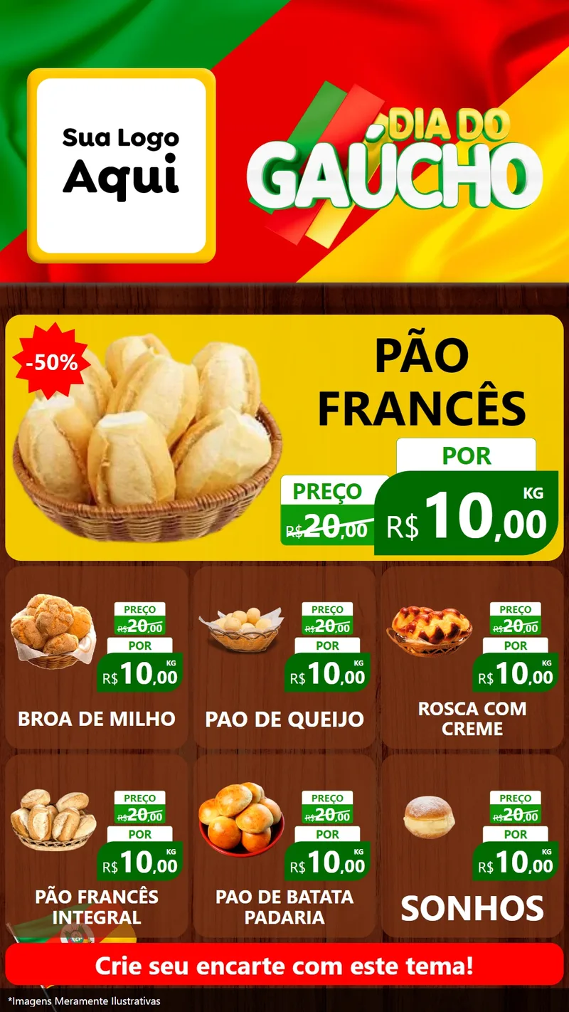 Modelo de Rede Social para Stories com o tema Dia do Gaúcho para Padaria