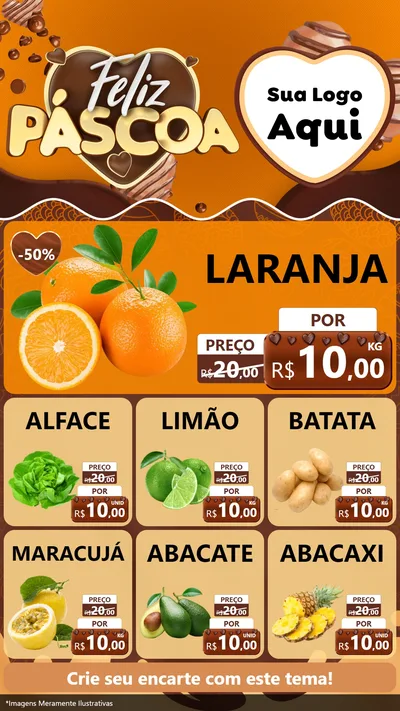 Modelo de Rede Social para Stories com o tema Feliz Páscoa para Hortifrúti