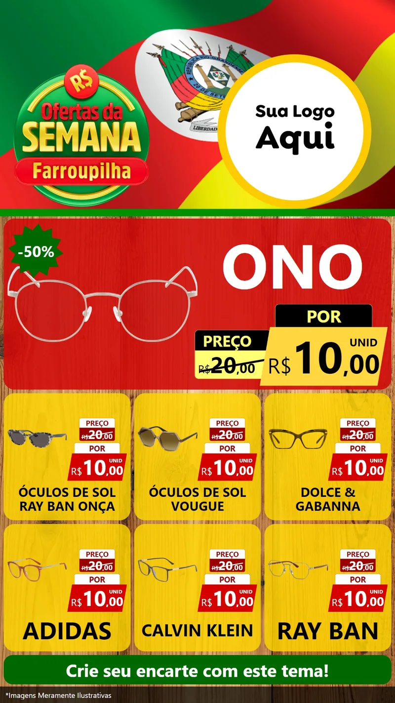 Modelo de Rede Social para Stories com o tema Ofertas da Semana Farroupilha para Óticas