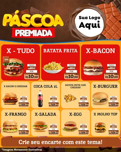 Modelo de Rede Social para Feed Instagram com o tema Páscoa Premiada para Hamburgueria