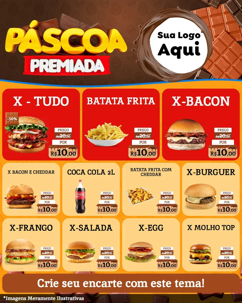 Modelo de Rede Social para Feed Instagram com o tema Páscoa Premiada para Hamburgueria