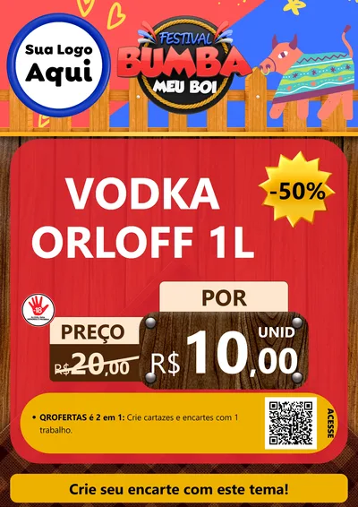 Modelo de Cartaz para Cartaz A4 Vertical com o tema Festival Bumba Meu Boi para Distribuidora de bebidas