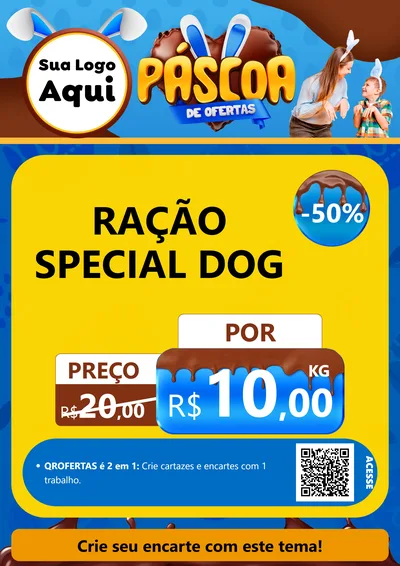 Modelo de Cartaz para Cartaz A4 Vertical com o tema Páscoa de Ofertas para Pet Shop