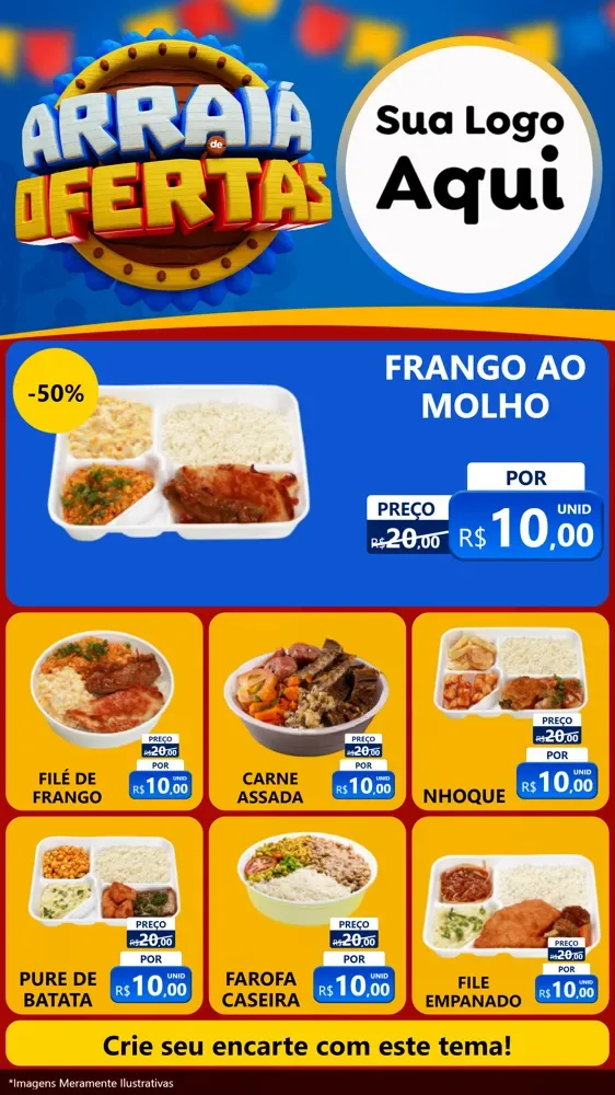Modelo de Rede Social para Stories com o tema Arraiá de Ofertas - Junina para Restaurante