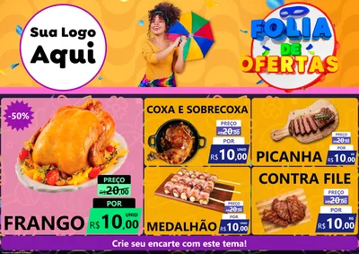 Modelo de Encarte para Encarte A4 Horizontal com o tema Folia de Ofertas para Assados