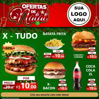 Modelo de Rede Social para Feed Facebook com o tema Ofertas de Natal para Hamburgueria