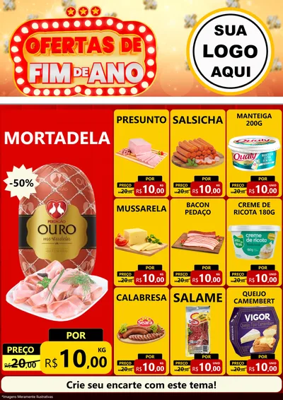 Modelo de Encarte para Encarte A4 Vertical com o tema Ofertas de Fim de Ano para Frios e Laticínios