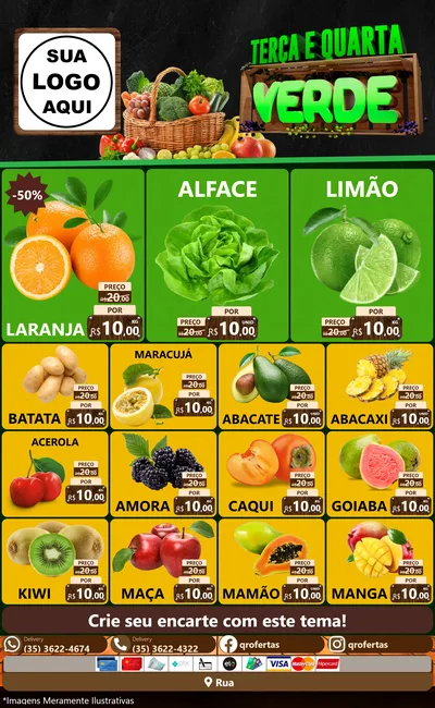 Modelo de Encarte para Encarte Grande com o tema Terça e Quarta Verde para Hortifrúti