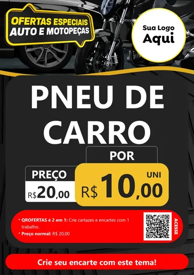 Modelo de Cartaz para Cartaz A4 Vertical com o tema Ofertas Especiais Auto e Motopeças para Auto peças
