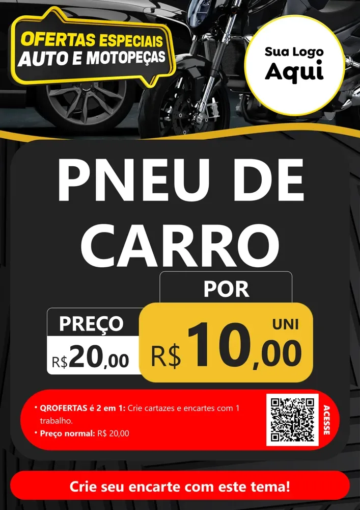 Modelo de Cartaz para Cartaz A4 Vertical com o tema Ofertas Especiais Auto e Motopeças para Auto peças