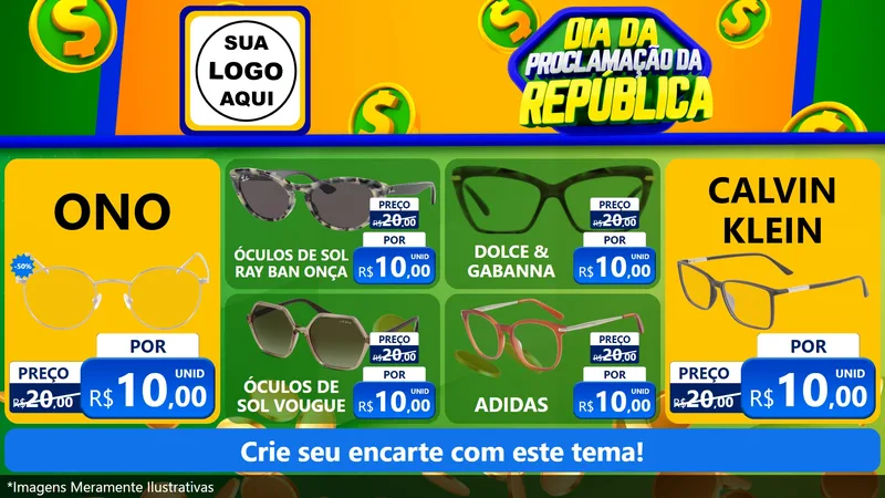 Modelo de TV para TV Horizontal com o tema Dia Da Proclamação da República para Óticas