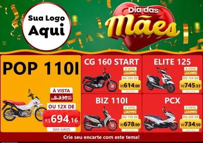 Modelo de Encarte para Encarte A4 Horizontal com o tema Dia das Mães para Concessionaria de Motos