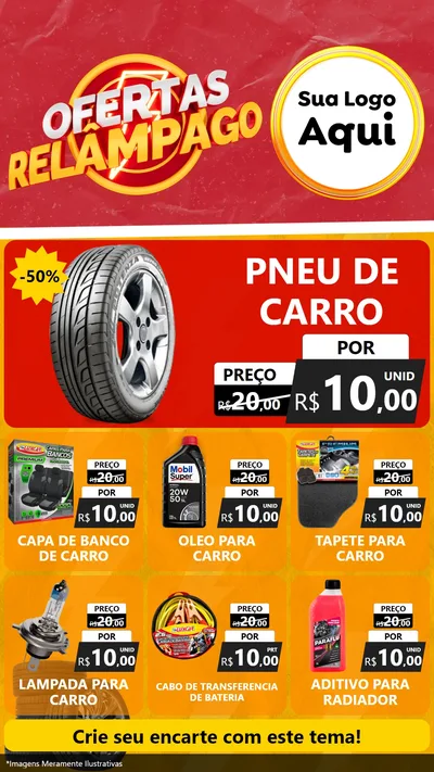 Modelo de Rede Social para Stories com o tema Ofertas Relâmpago - Autopeças para Auto peças