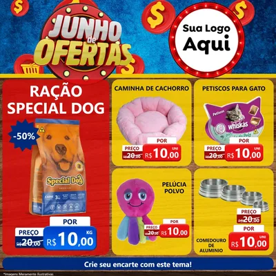Modelo de Rede Social para Feed Facebook com o tema Junho de Ofertas para Pet Shop