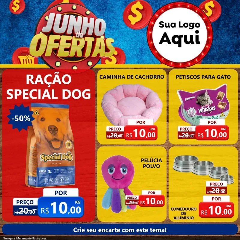 Modelo de Rede Social para Feed Facebook com o tema Junho de Ofertas para Pet Shop