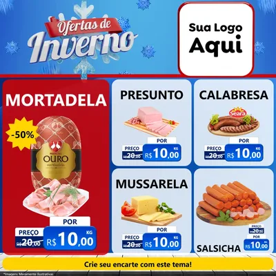 Modelo de Rede Social para Feed Facebook com o tema Ofertas de Inverno para Frios e Laticínios