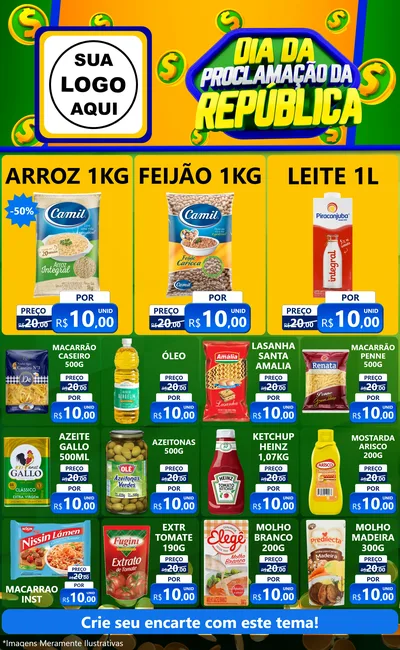 Modelo de Encarte para Encarte Grande com o tema Dia Da Proclamação da República para Supermercado