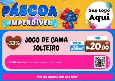Modelo de Cartaz para Cartaz A4 Horizontal com o tema Páscoa Imperdível para Cama, Mesa e Banho